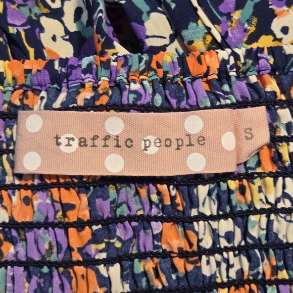 Anthropologie Traffic People Floral Print Smocked Puff Sleeve Romper Small - Picture 6 of 8